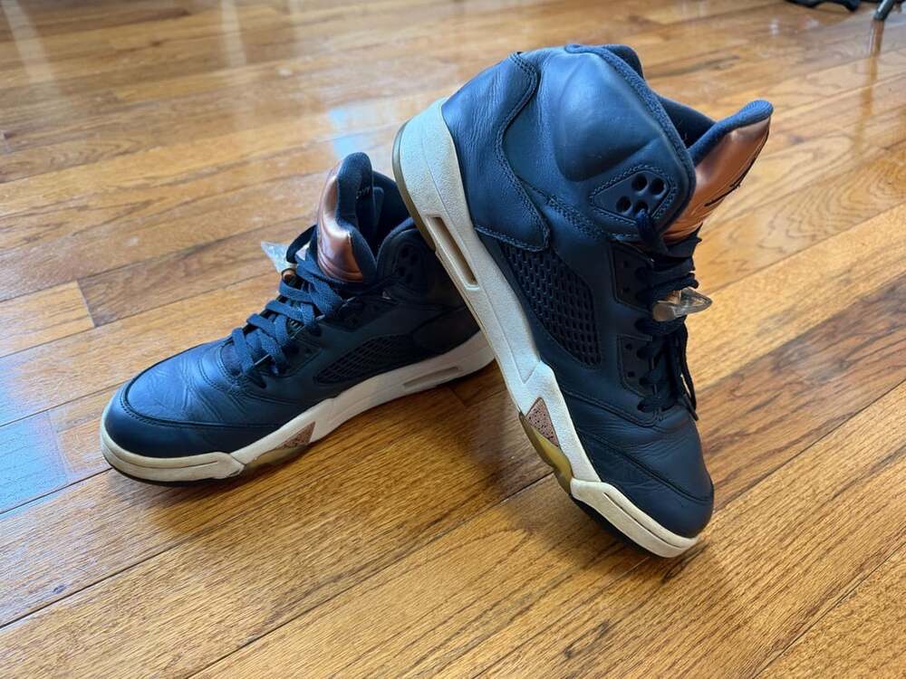 Nike Air Jordan 5 Retro Bronze Obsidian Metallic Red Bronze Sneakers US 11